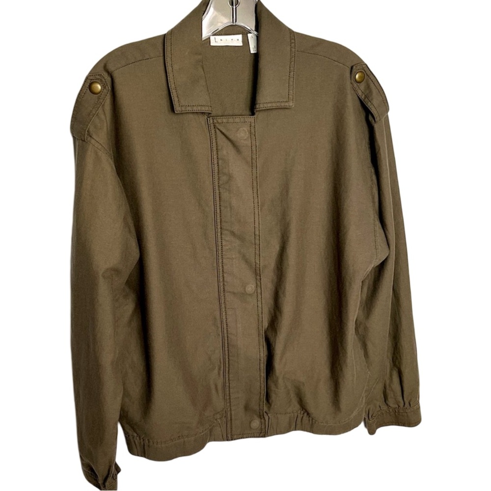 Leith Women’s Lightweight Flight Jacket  In Fern Olive Green Size S